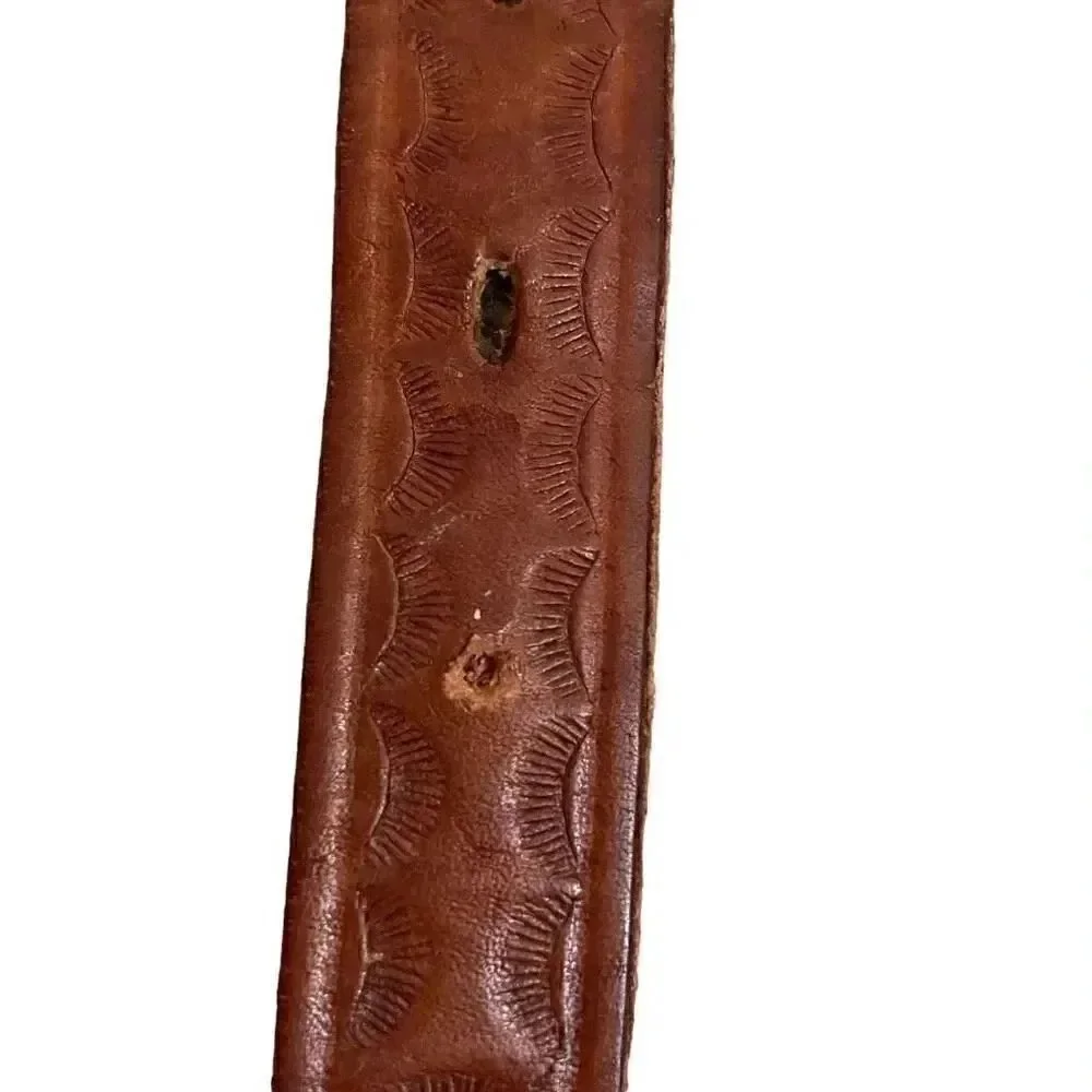Brown Leather Weaved Western Bohemian Buckle One Size